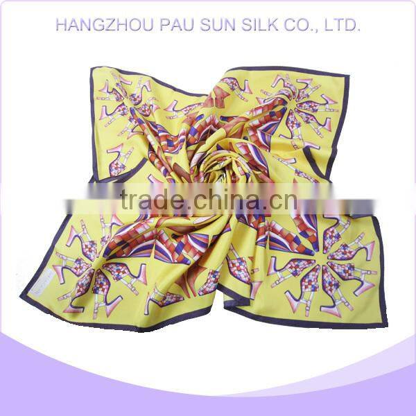 Square fashion flowers 100% silk printed scarf