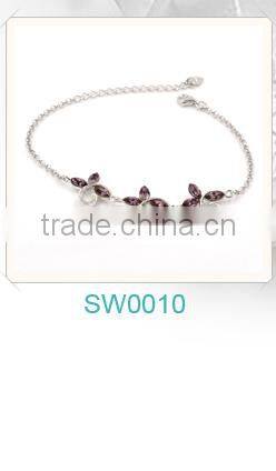 Fashion 925 Sterling Silver Exquisite Multiple Blue White CZ Diamonds loving Heart of the Ocean Chain Bracelet