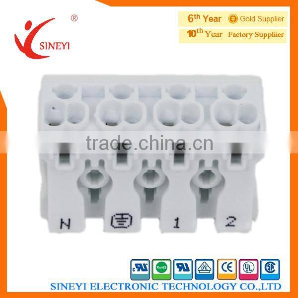 Sineyi-049 Yuyao UL EC white PCB 2 Side 4 poles hood type solderless 923 insulated terminal block