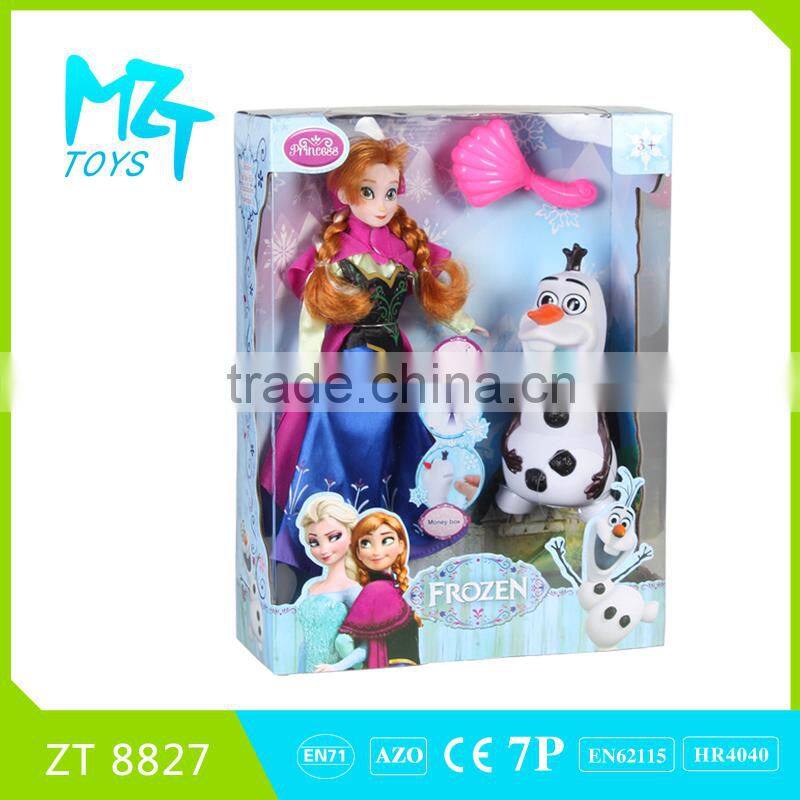 2016 New !Eco-friendly Vinyl 12 Inch Elsa and Anna princess and Kristoff prince set Barbie Doll