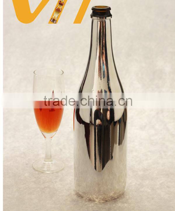 Colorful electroplated glass bottle golden glass wine bottle white glass 750ml liquor bottle