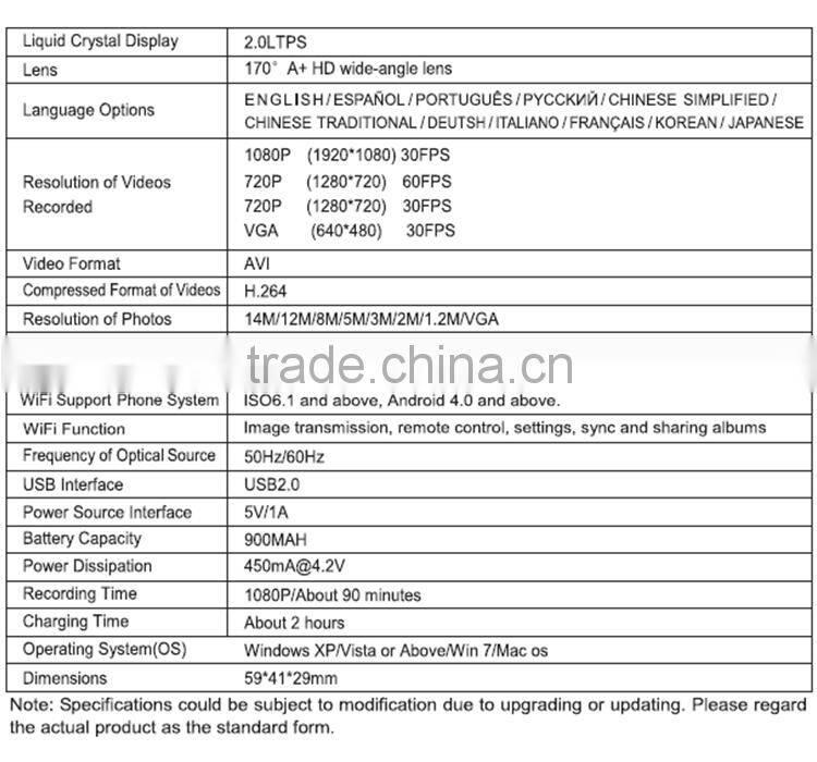 Sport camera SJ6000 2.0LTPS mini dv sport camera Video 1080p/90minute lily camera drone