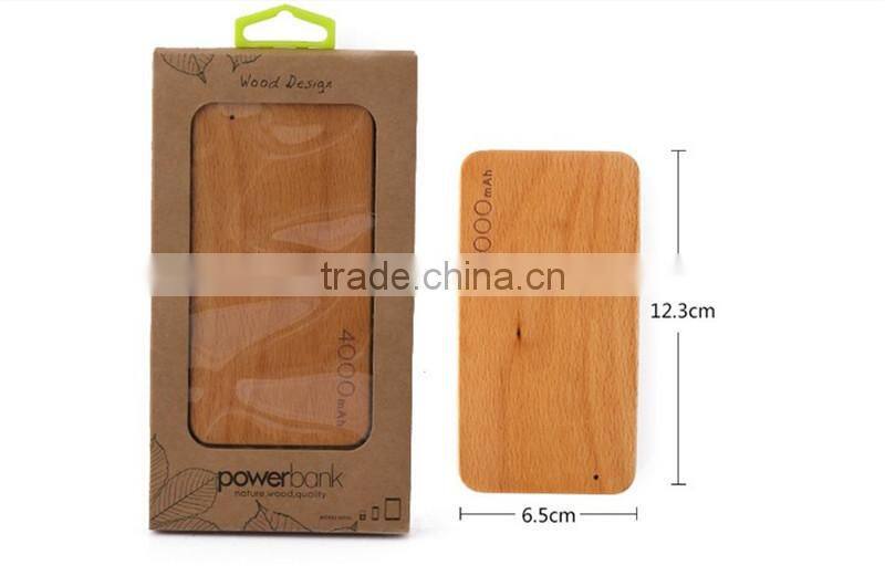 Innovative electronic products power bank 4000 mah wood 4000 power bank