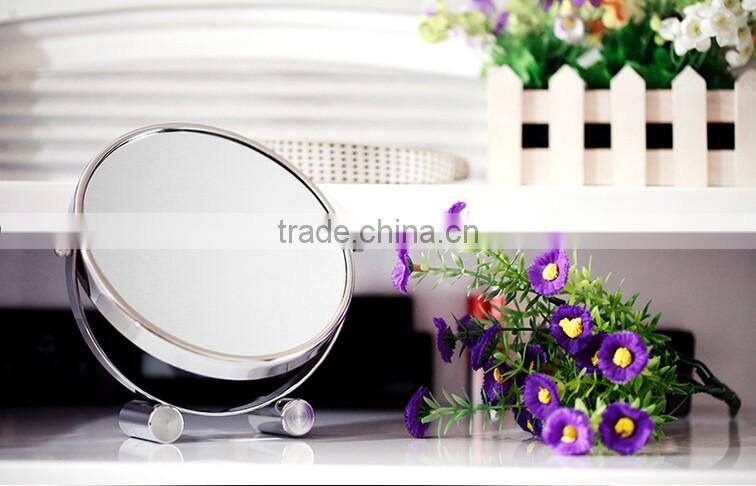 round shape cosmetic magnifying metal mirror with stand