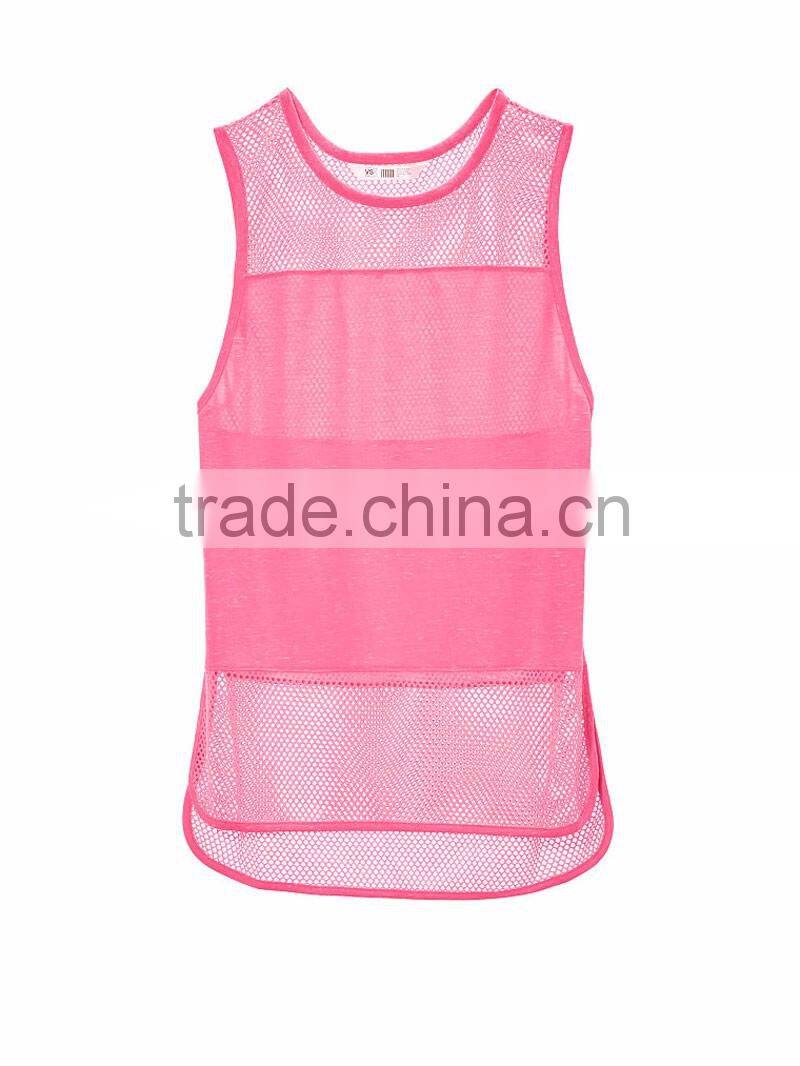 Wholesale fitness activewear women's mesh tank top sexy t shirt