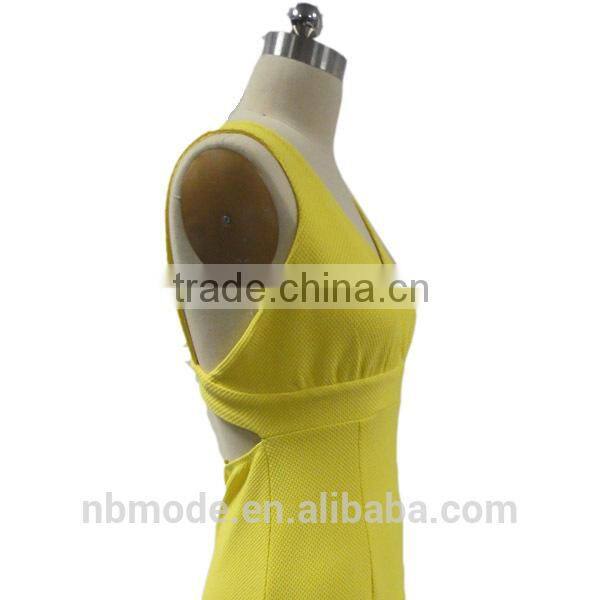 sexy backless low-cut lady's long citrine dress evening dress maxi dress