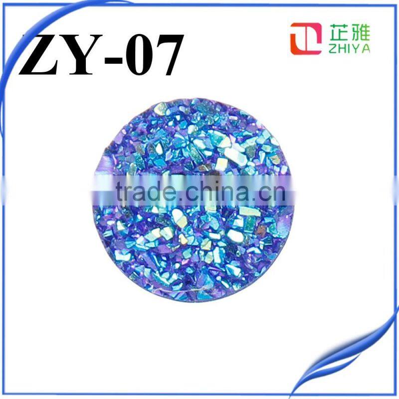 2016 fashion Agate Geode Slice Pendant Big Round 12mm Silver Agate Druzy Tianium Druzy Cabochon