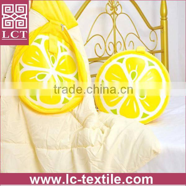 wholesale cute design soft plush fabric round shape fruit pillow featuring blanket inside(LCTP0062)