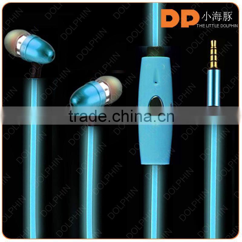 trending products 2016 super bass mp3 headphone luminous glowing zipper earphone