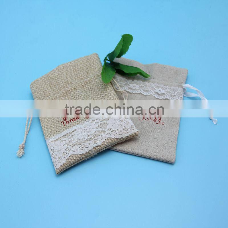 Fancy eco drawstring burlap bag for postcard bag