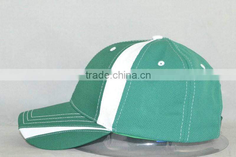 Half dry fit half cotton cap popular model design green&white cap