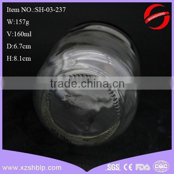160ml clear glass bee honey jar with cap for storage