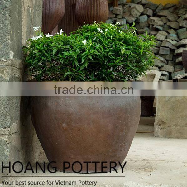 Beautiful Pattern Black Clay Flower Pot From Vietnam