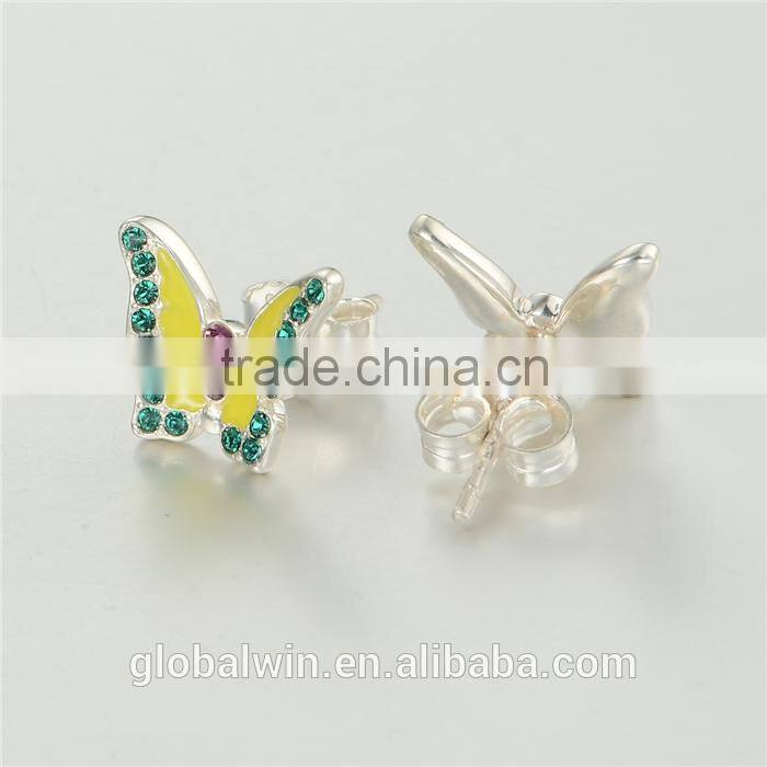 New Design Fashion Cheap Factory Direct Sale Butterfly Enamel Earrings