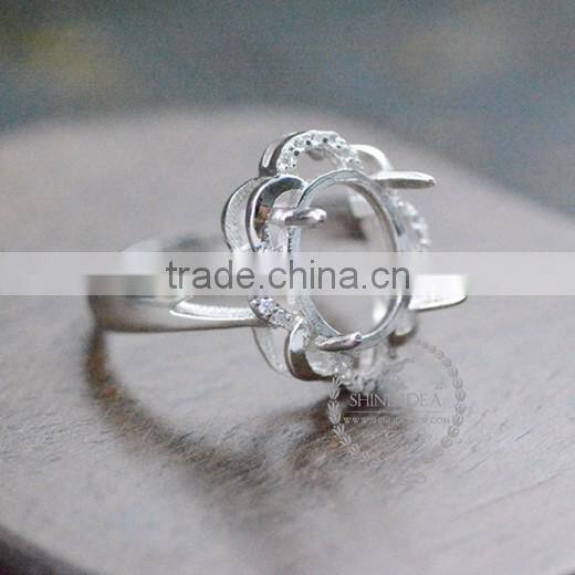9*11mm 925 sterling silver oval bezel silvery prong setting ring base blank supplies DIY findings 1222007