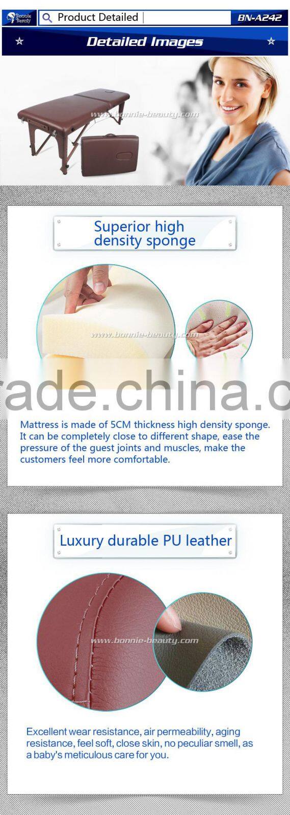 The simple beauty portable modern PU Leather massage beds with carry bag on sale