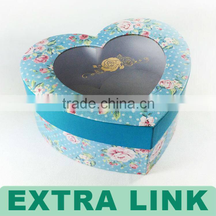 Heart Shaped Cardboard Paper Flower Golden Stamping PVC Window Candle Packing Box