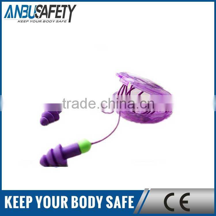 silicone gel purple and green earplugs with box
