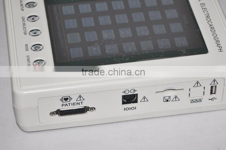 Hospital 7 inch color graphic LCD display portable 3 channels 12 lead ecg machine