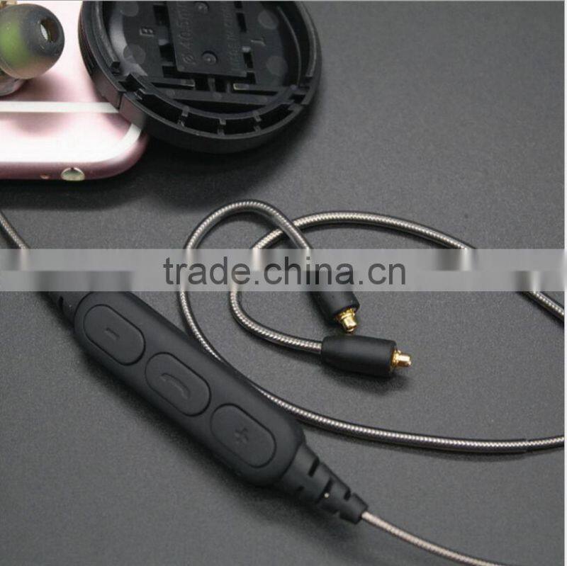 Pluggable Earphone Audio Cable Replacement Headphone Wire with Mic & Bluetooth Adapter for Shure SE215/315/535/846 UE900 XBA-H3