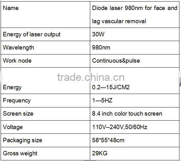 Beauty salon use spider vein laser equipment 980nm diode laser
