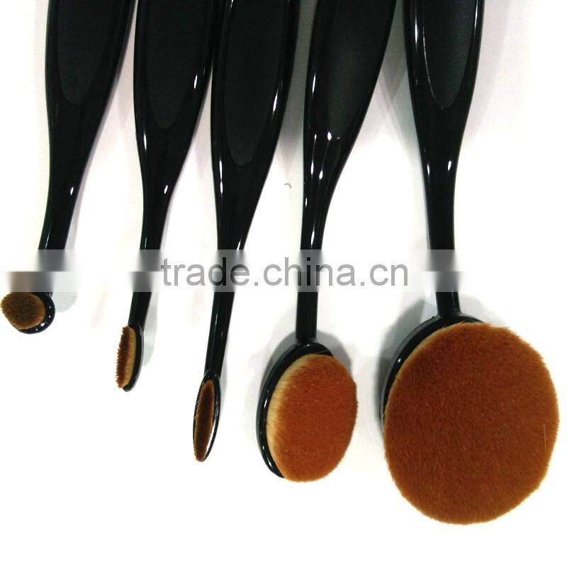 Special oval makeup brush holder 5pieces toothbrush BB cream plastic handle make up brushes oval foundation makeup brush set