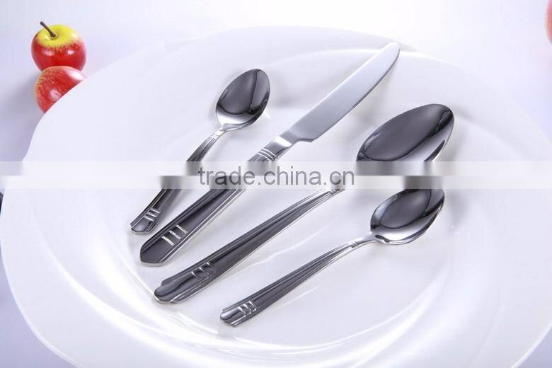 hot sale stainless steel cutlery dinner set with forks, knives, spoons and tea spoon, opal glassware dinner set