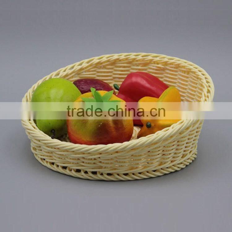 Multi sizes home or supermarket display using fruit basket eco-friendly plastic rattan woven food basket