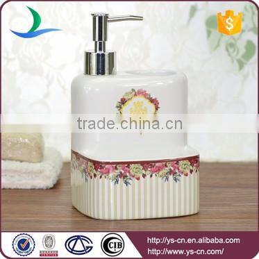 Square colorful stripe floral pattern ceramic handmade lotion dispenser
