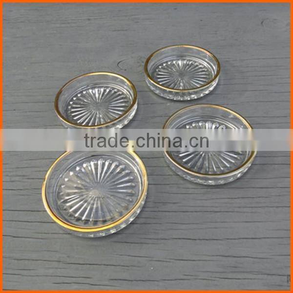 Wholesale beautiful clear gold gold rim glass candle holder