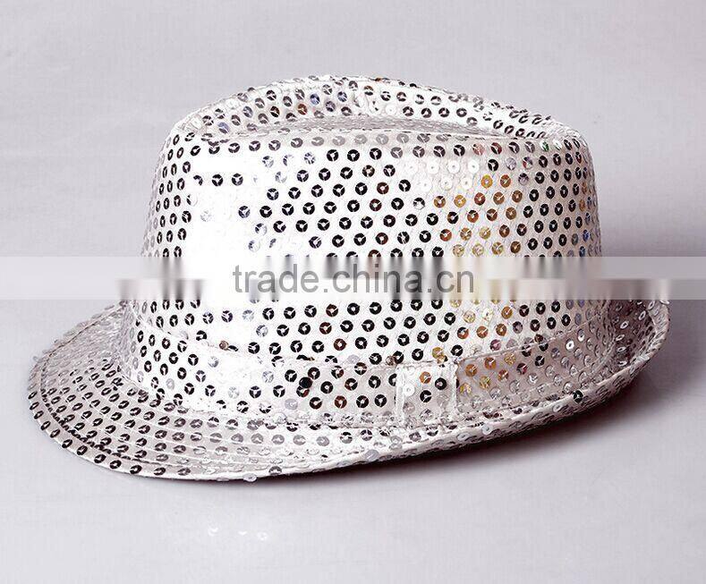 Hot-selling Factory Cheap Christmas Events Party Supplies LED Flashlight Colorful Hat Luminous Jazz Hat Sequin LED Hat