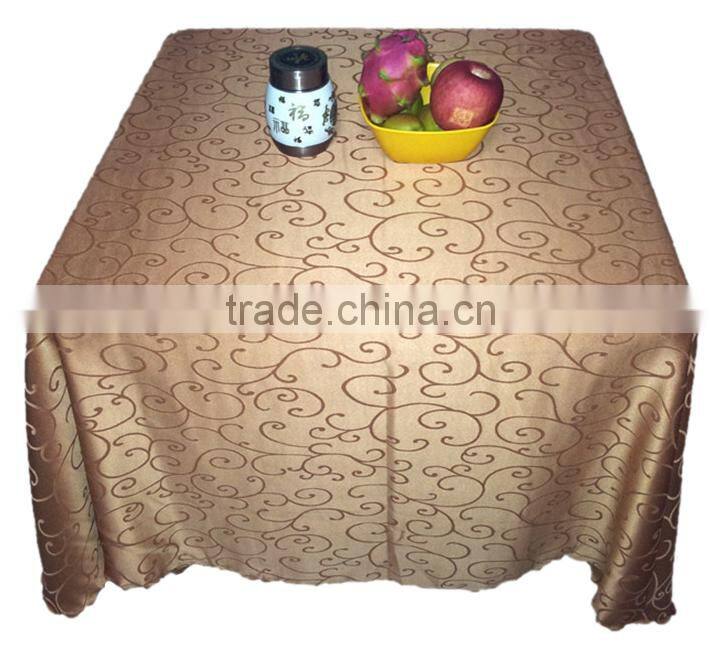 Brown jacquard square table cloth for hotel restaurant weddings