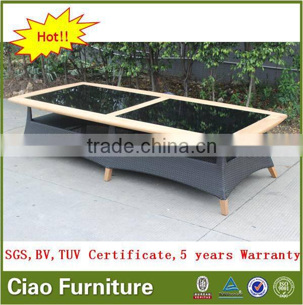 Rattan and teakwood furniture outdoor 10 seater dining table