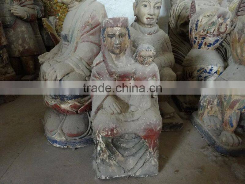 hot sell made wooden carving double mermaid,Antique wooden statues,Religious sculptures