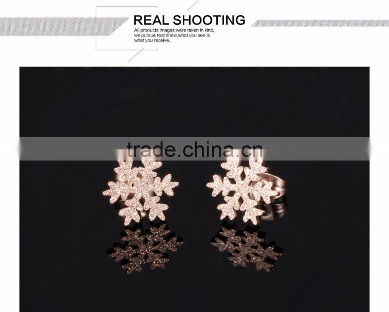 2017 New Arrival 316L Stainless Steel Snow Flower Earring Stud Earring for teens Women