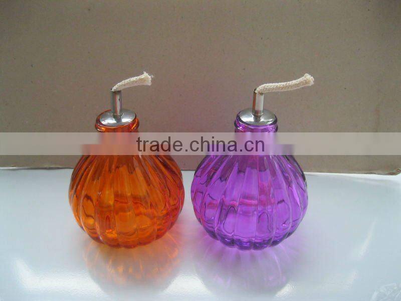 3pcs colored glass oil lamp with ss cap
