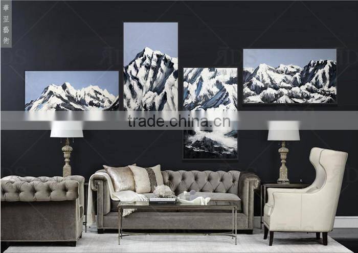 Framed handmade winter landscape painting for home decoration