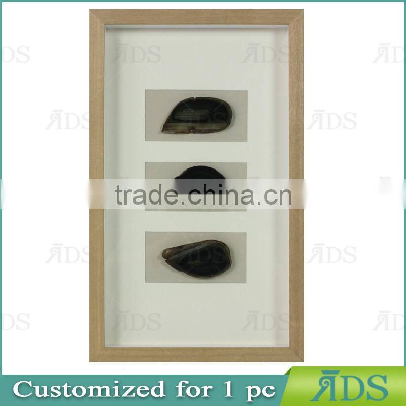 Plastic Shadow Box Frames with Color Natural Agate Stone Under Glass