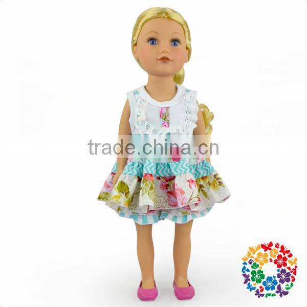 handmade 18 inch doll outfit summer floral ruffle top ruffle short pants clothing set for dolls