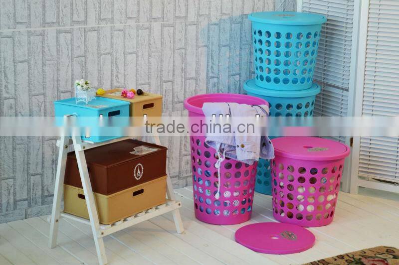 emc plastic round laundry basket with lid,storage box