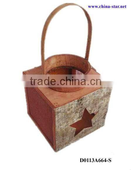 wood heart lantern with hanging