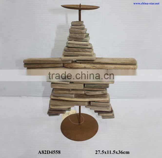 christmas driftwood candle stand