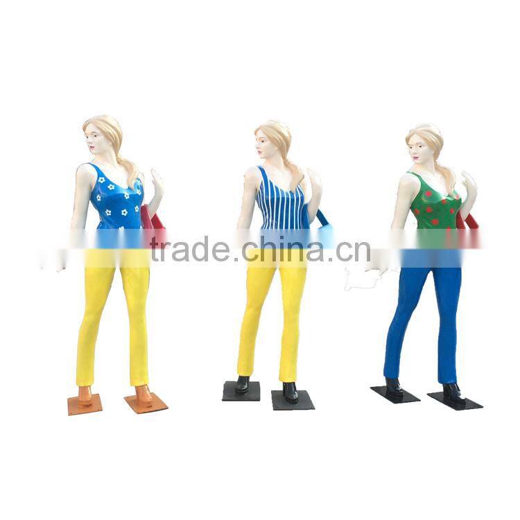 Fiberglass shopping girls character sculpture