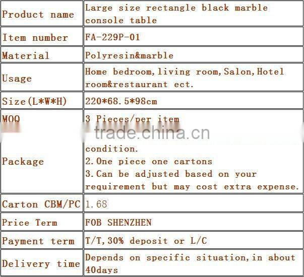 Luxurious Large size console table with black marble