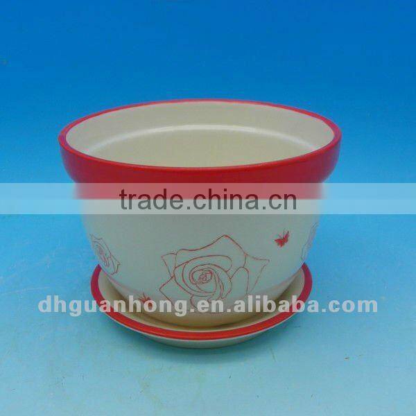 New design round white DeHua ceramic flower pot with saucer