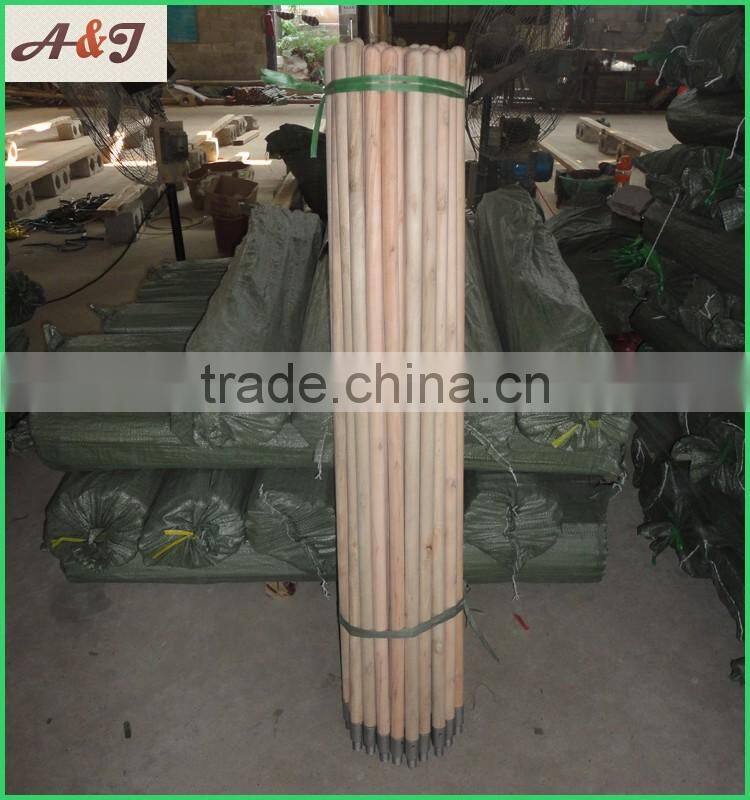 Durable wood brush handle with metal screw