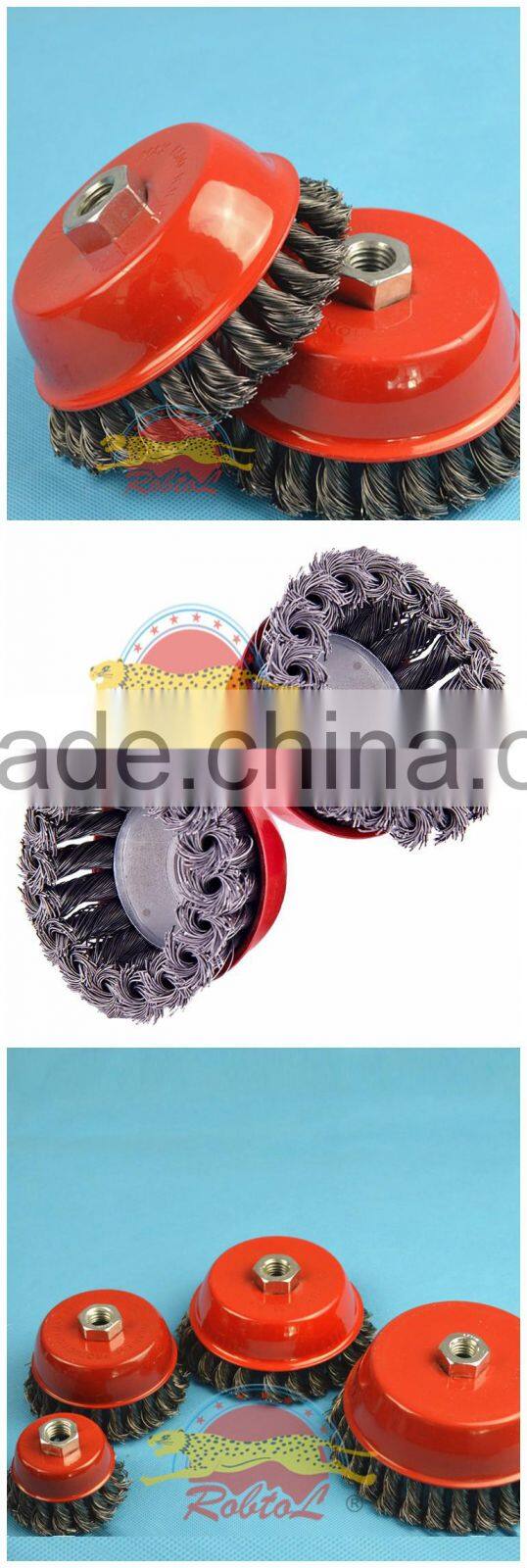 5" steel wire cup brush wheel twist knot crimped bowl disc abrasive M14 round grinding cheaning brush