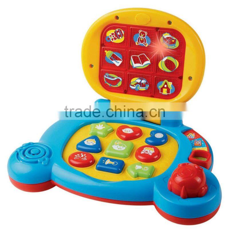 2015 new hot baby's learning laptop toy with sound and music, baby learning computer toy wholesale from icti factory