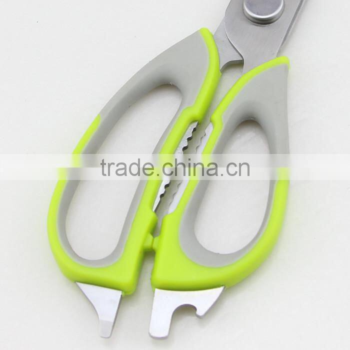 Green Handle Stainless Steel Blade Magnetic Kitchen Scissors With Cover