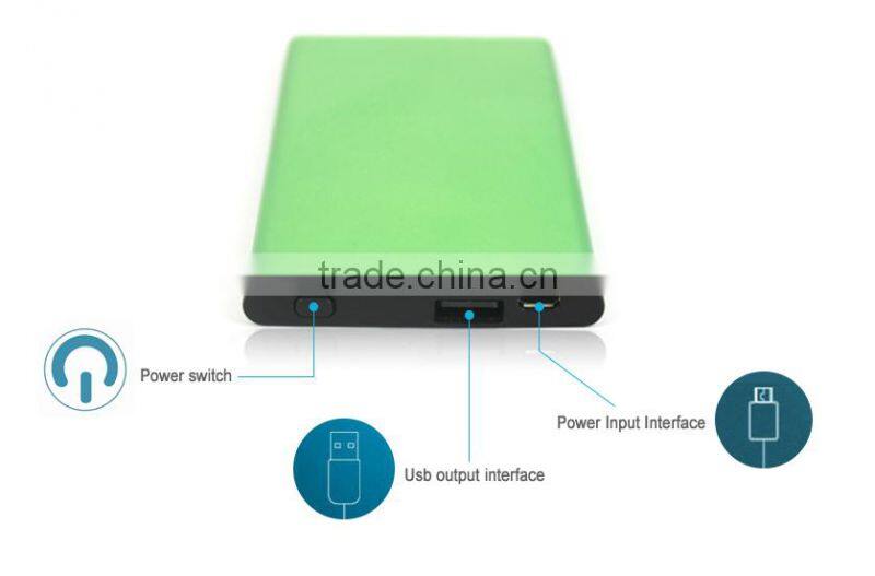 5000mAh Hot Selling Ultra Thin Power Bank With Power Switch
